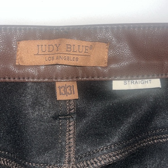 Judy Blue Faux Leather High Rise Straight Pants | Espresso Brown | 31/13 - Picture 6 of 8